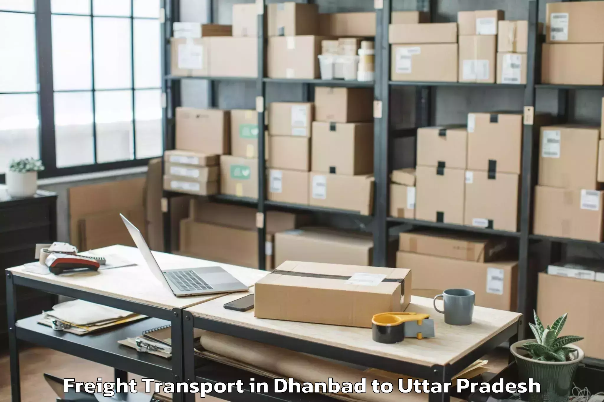 Top Dhanbad to Pilkhua Freight Transport Available